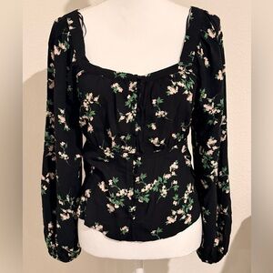 Old Navy Black Floral Blouse
